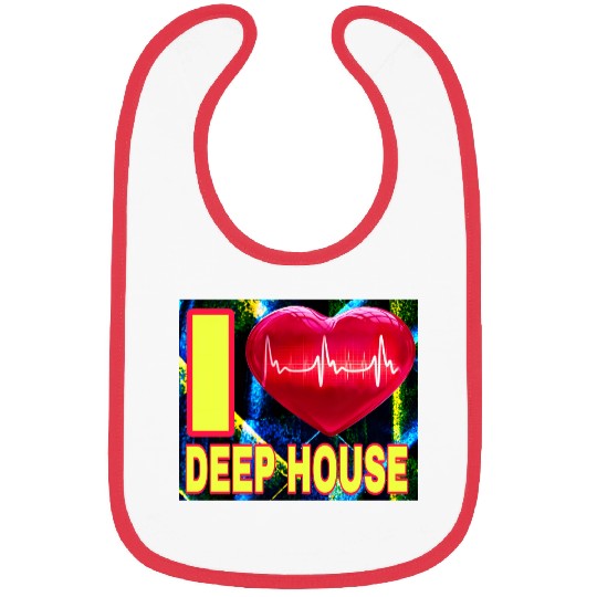 I LOVE DEEP HOUSE YELLOW FONTS Bibs