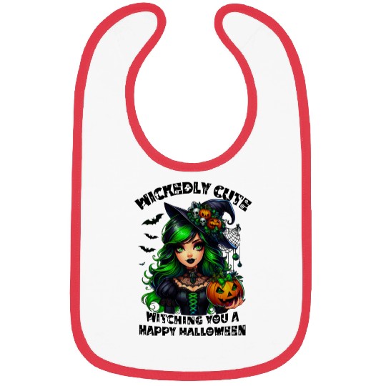 Halloween Wicked Cute Green Witch Bibs