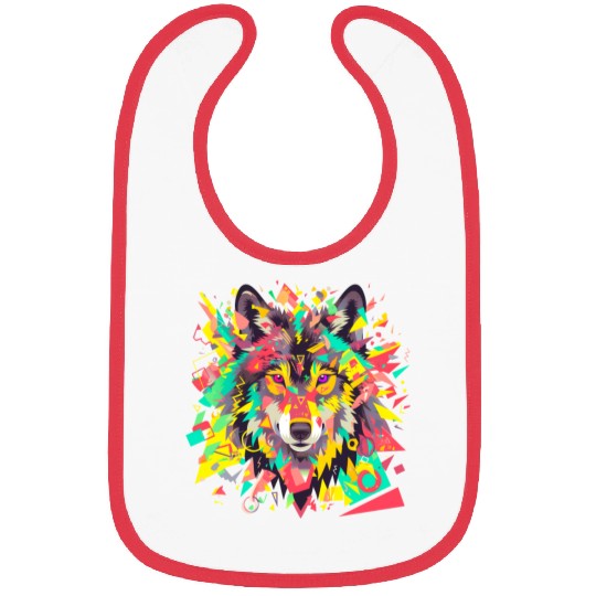Majestic Pop Art Alpha Wolf - Vibrant Warm Bibs
