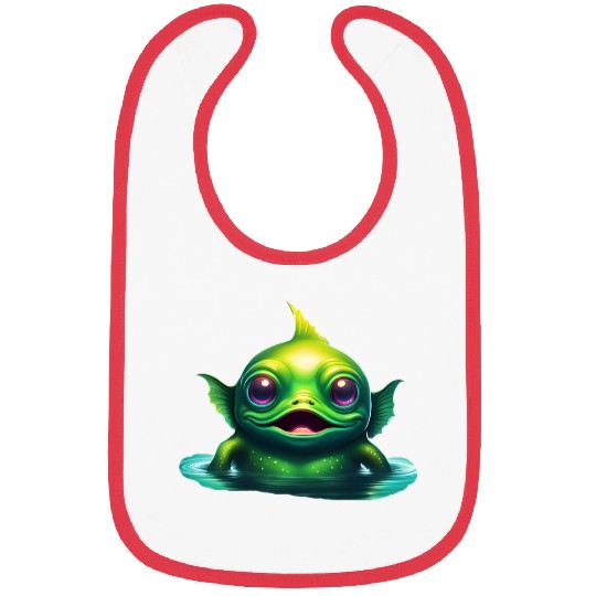 Fish Monster Popping Out of the Water Bibs