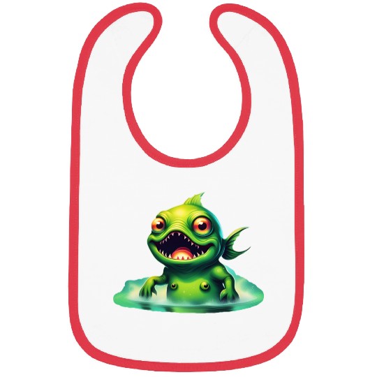 Green Monster Fish Emerge from the Deep Lake Scary Bibs