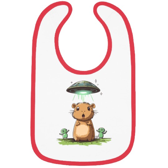 Funny Graphic Bibs Capybara Selfie With Ufos Weird