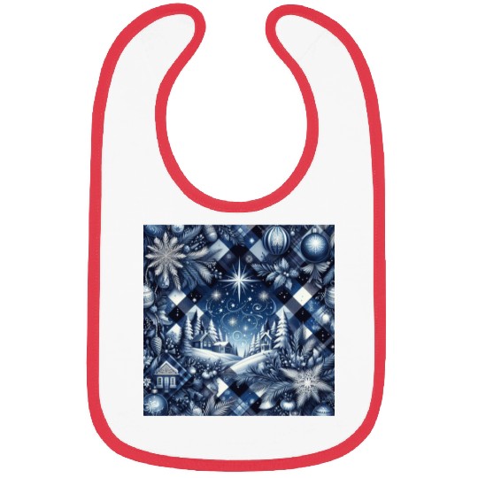 flannel blue and white christmas Bibs