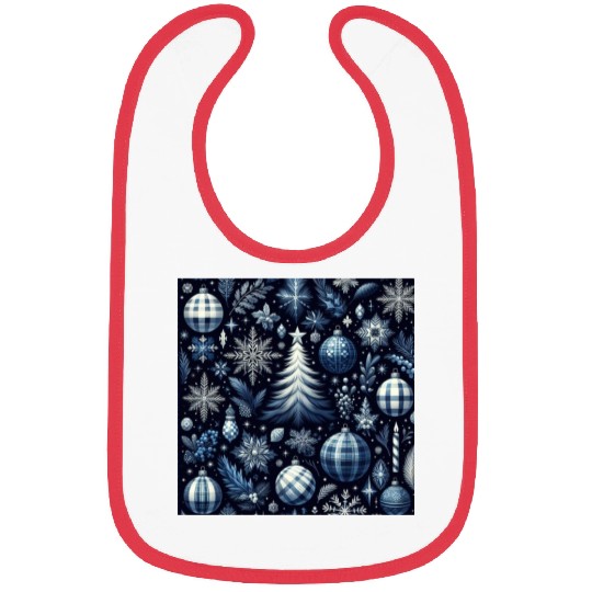 flannel blue and white christmas Bibs