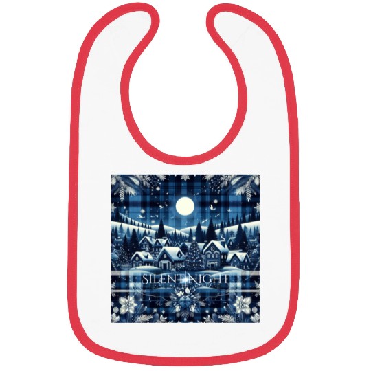 flannel silent night blue and white christmas Bibs