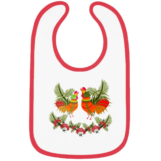 Rooster with hen Bibs