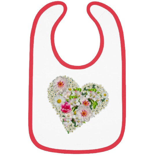 heart of flowers blossoms daisy tulip pink peony Bibs