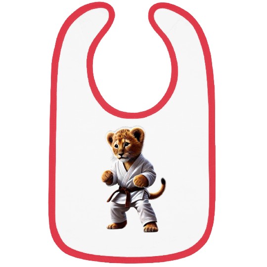 Karate Lion Cub: Fierce Little Black Belt Bibs