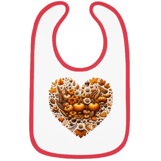 Heart filled with pumpkins, leaves and nuts Bibs