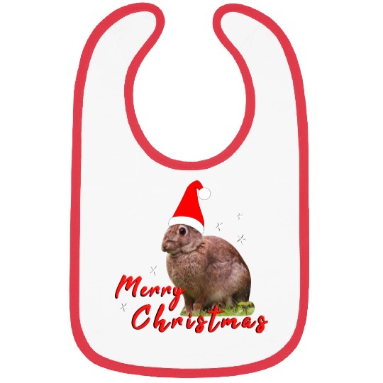 Festive Bunny with Santa Hat Bibs