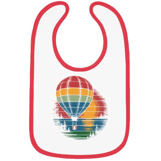 Hot Air Balloon Retro Sunset Adventure Bibs