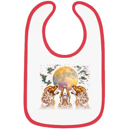 Irish Setter Dog Howling Moon Bibs