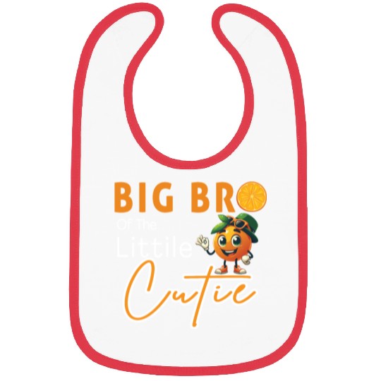 Big Brother Little Cutie Baby Shower Orange 1st Bi Bibs