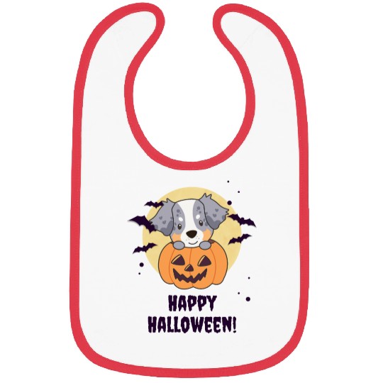 Australian Shepherd In Pumpkin Cute Happy Bibs