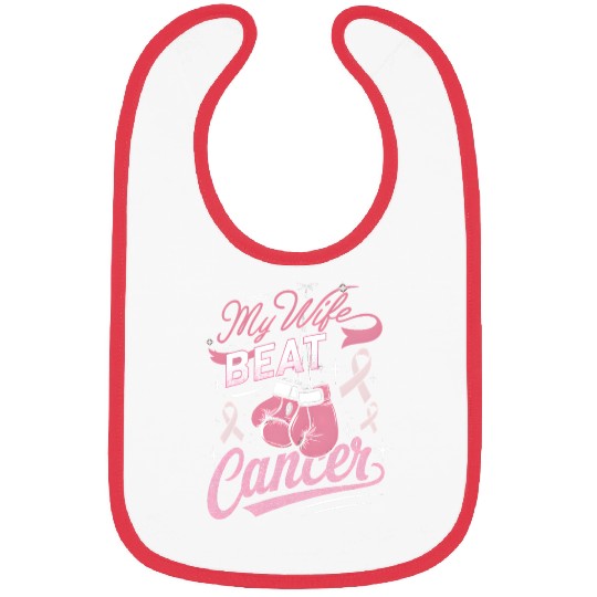 My Wife Beat Cancer Breast Cancer Awareness Bibs