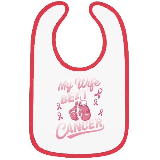 My Wife Beat Cancer Breast Cancer Awareness Bibs
