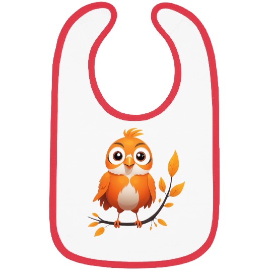 Orange Little Bird - Elegant Bird Design on Branch Bibs
