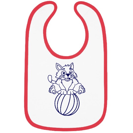 Circus Cat Balancing On Beach Ball Game Fun Play Bibs