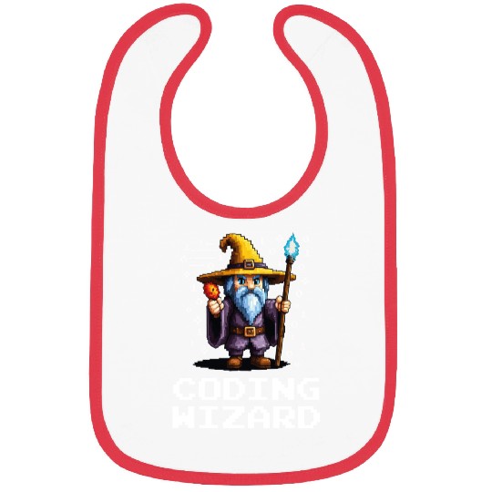 Funny Coding Wizard Pixel Fantasy Coder Magic Bibs