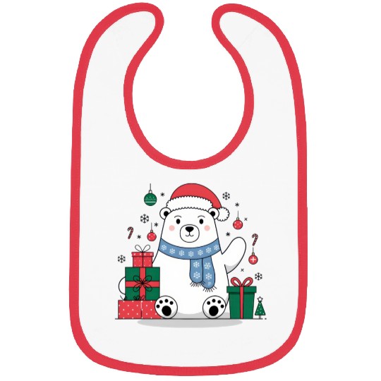 Cute Christmas Polar Bear Bibs