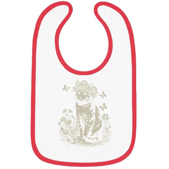 Cottagecore Cat with Flower Crown in Garden Bibs