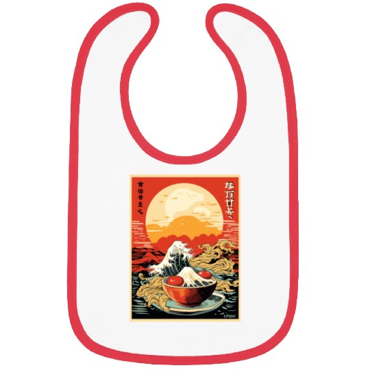 Parody Japanese Poster Kanagawa Sushi Ramen Bibs