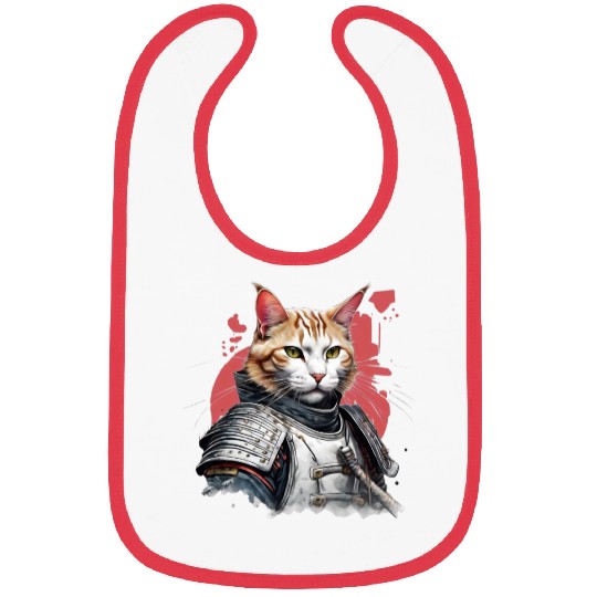 Samurai Cat in Armor Bibs