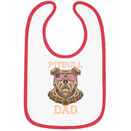 Pitbull Dad Dog Vintage USA American Flag Bibs
