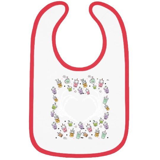 Skeletal Embrace: A Bubble Tea Love Story Bibs