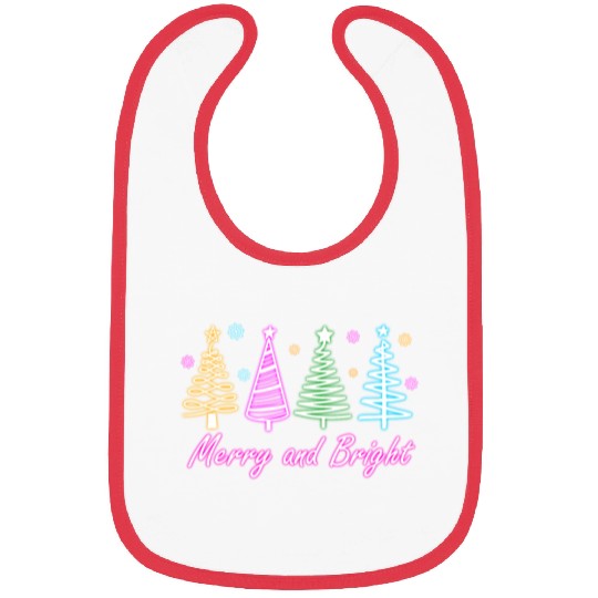 Merry and Bright Tree Neon Christmas Bibs