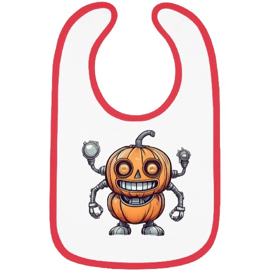 Halloween Pumpkin Robot Bibs