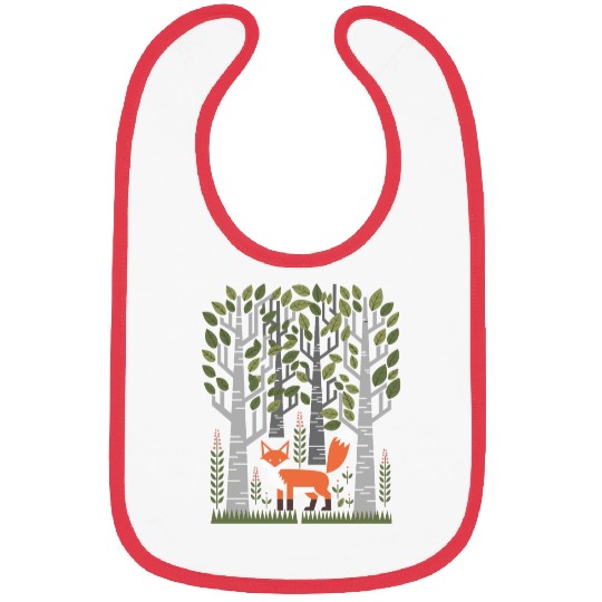 Cottagecore Fox in enchanting Birch Forest Bibs