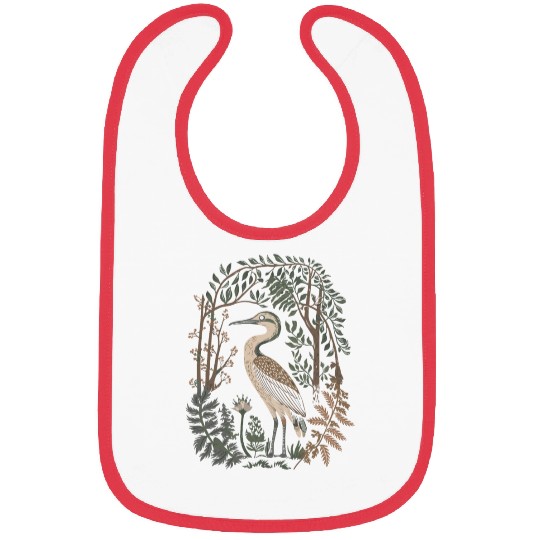 Heron in Forest Foliage Nature Scene Bibs