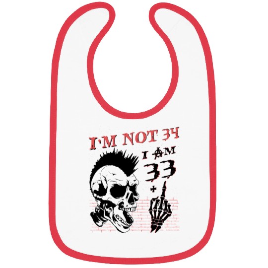 I Am 33 Plus Middle Finger - 34th Birthday Bibs