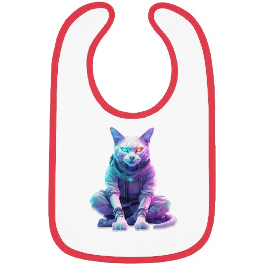 Futuristic Cyberpunk Cat Bibs