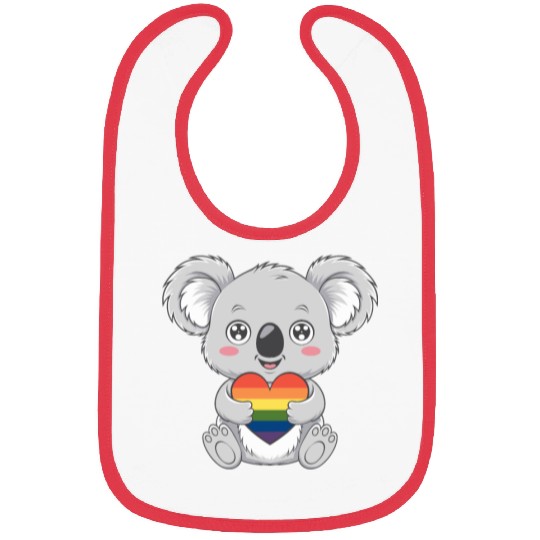 Cute Koala Holding Rainbow Heart LGTBQ Pride Bibs