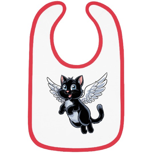 Black Cat with Angel Wings Bibs