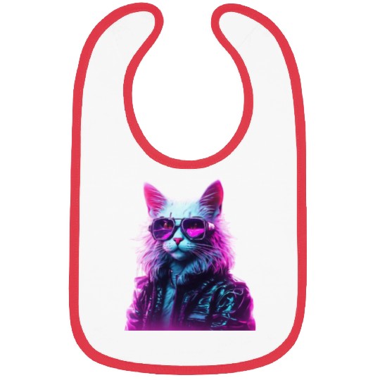 Cyberpunk 80s Disco Cat Bibs