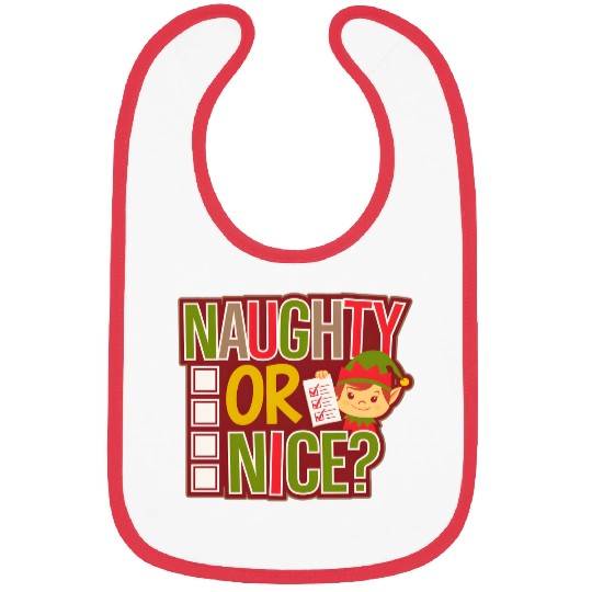 Playful Elf Naughty or Nice Holiday Fun Bibs