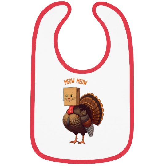 Turkey Funny Fake Cat Meow Thanksgiving Bibs