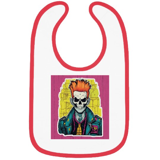 "Neon Punk Skull Art" Bibs