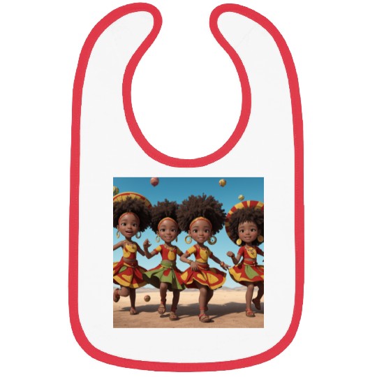 Animated African kids dancing Bibs