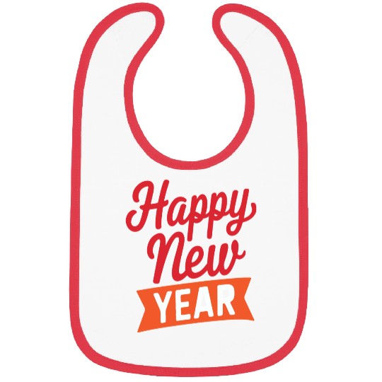 Happy New Year Red and Orange Festive Bibs