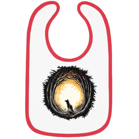 Wolf In Forest Silhouette Bibs