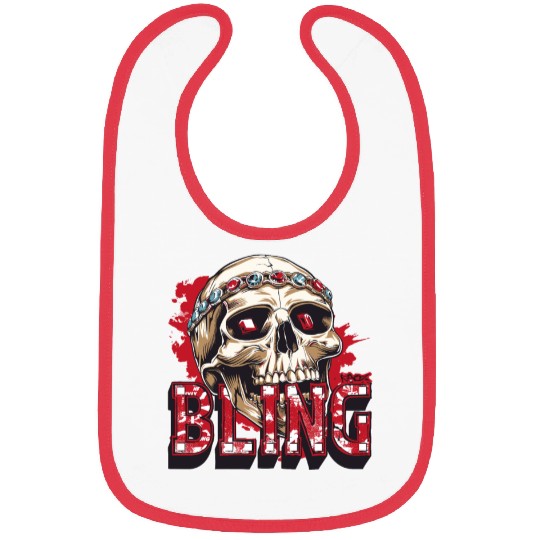 Diamond and Ruby Bling Skull Bibs