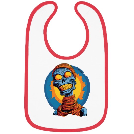 Blue and Funny Cartoon Skeleton Skull Mummy Bibs