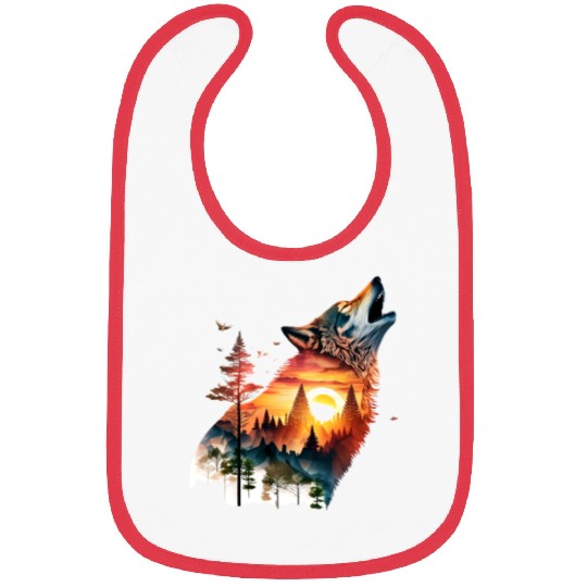 Vintage Wolf Moon Graphic Bibs – Retro 90s