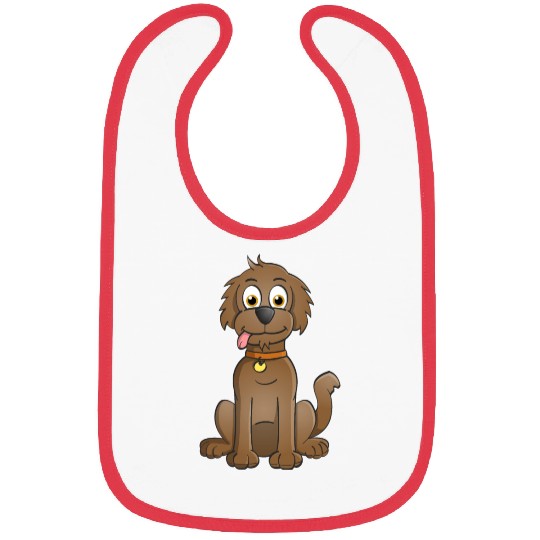 Image of a happy brown dog in cartoon style. Bibs
