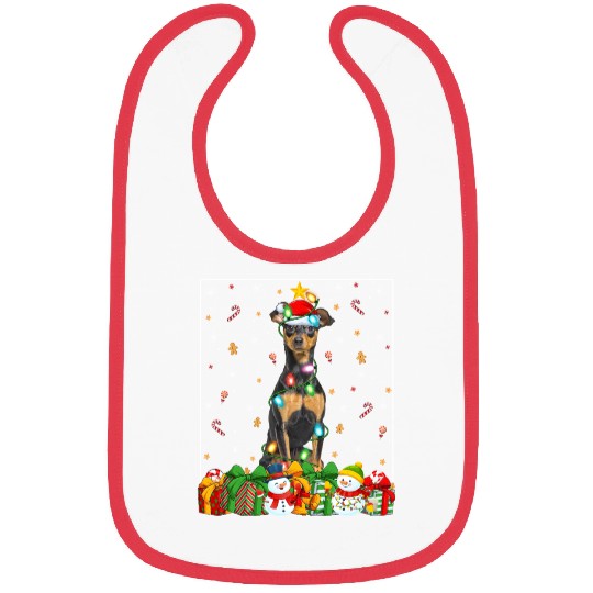 Miniature Pinscher Dog Christmas Lights Bibs