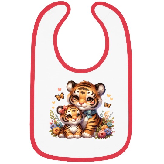 Adorable Tiger Cubs Surrounded by Butterflies and Bibs